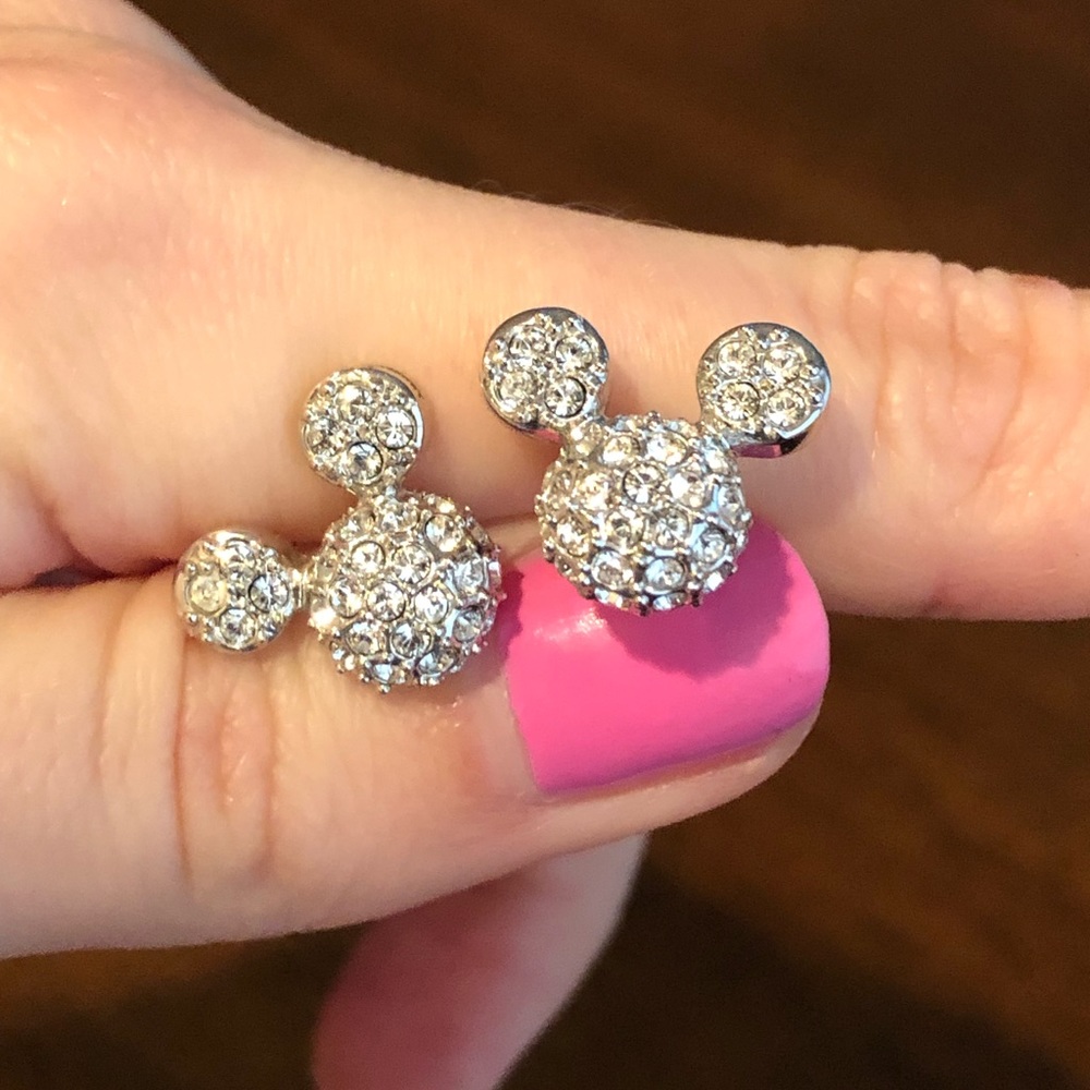 Swarovski crystal Mickey mouse earrings silver